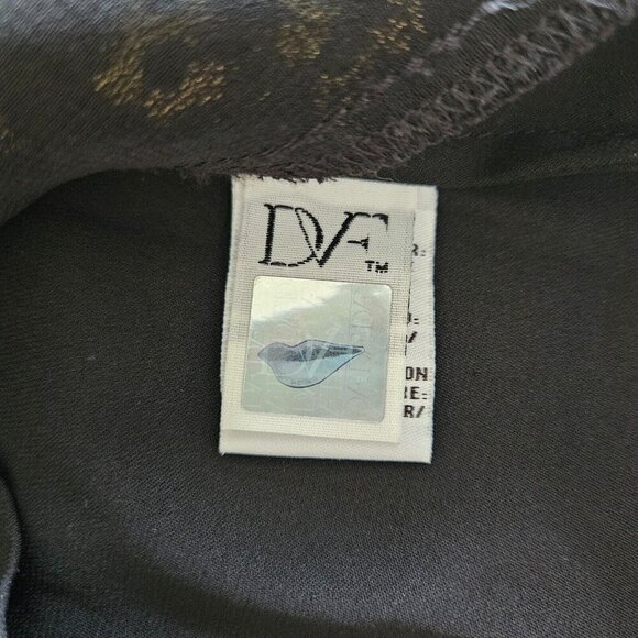 Diane Von Furstenberg Top Womens US 6 Black Gold Lace Silk SS Whimsigoth Boho - Picture 8 of 12